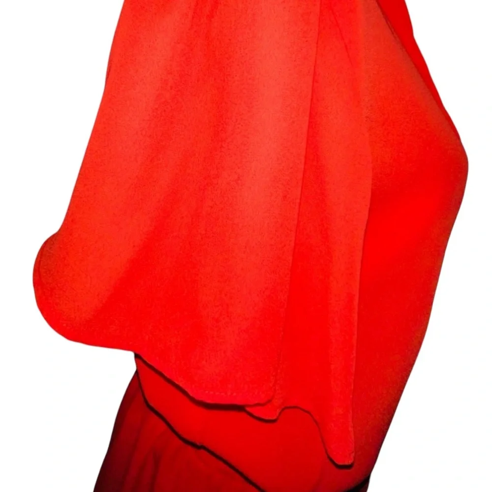 NANETTE LEPORE FIT & FLARE DRESS WOMEN ORANGE RUFFLE SHORT SLEEVES SIZE 10 TEN *